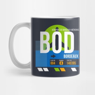 Bordeaux (BOD) Airport // Retro Sunset Baggage Tag Mug